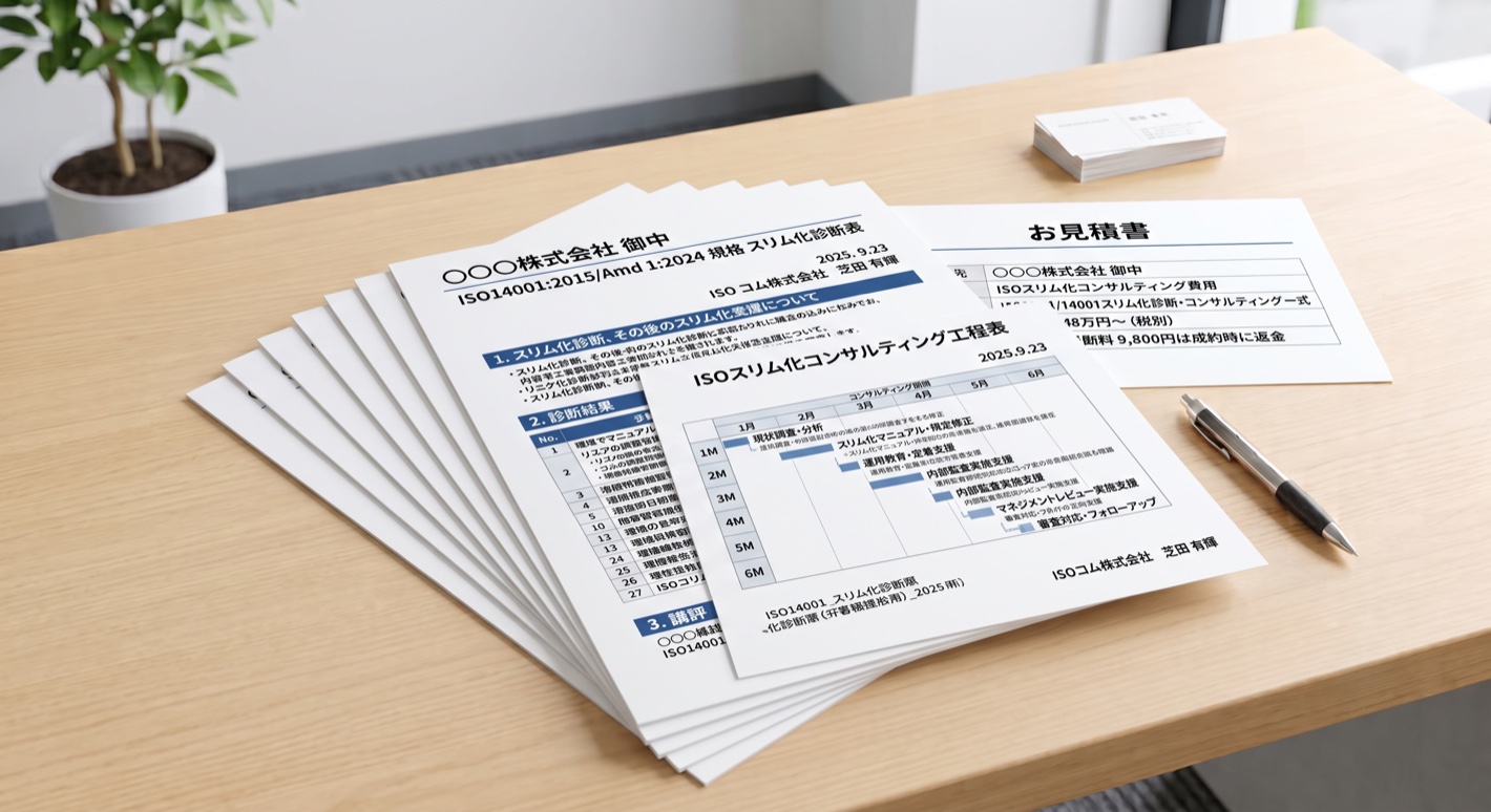 ISOスリム化診断書とお見積書のイメージ