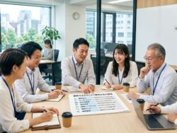 品質マネジメント7原則を話合う社員